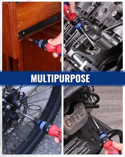WORKPRO 12-in-1 Ratcheting Multi-Bit Screwdriver Set, Quick-load Mechanism Screwdriver with Double End Bits in Handle - size: Standard