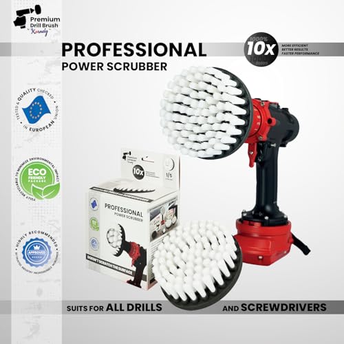 Premium Drill Brush Professional – Extra-Soft 5 in White | Scratch-Free Cleaning Brush for Carpet, Upholstery, Leather Seats, Glass, Furniture and Car Interior - color: White