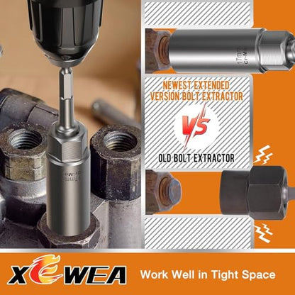 XEWEA 11PCS Deep Spiral Bolt Extractor Kit, Bolt & Nut Remover Easy-Out Set, Deep Socket Tools For Removing Broken, Frozen, Rusted, Rounded-Off Bolts, Studs, Nuts & Screws,Friendly Narrow Spaces - size: 11PCS