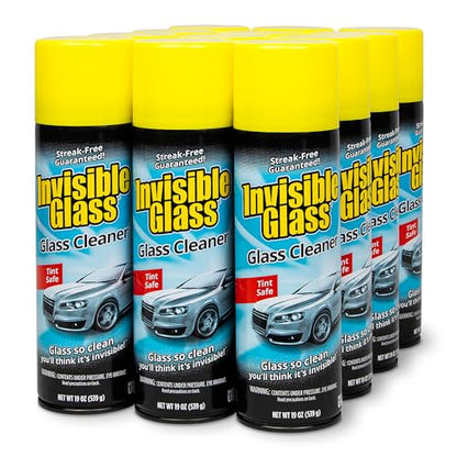 Invisible Glass 91164-12PK Premium Aerosol Glass and Window Cleaner for Auto and Home Cleans Glass, Windows, Windshields, and More, Streak-Free, Ammonia-Free, Tint-Safe, 19 oz (Pack of 12) - size: 19 Ounce (Pack of 12)