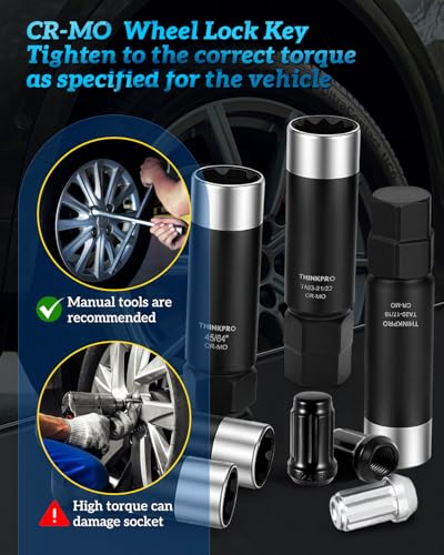 Spline Lug Nut Socket Set, 6/7/10 Spline Lug Nut Key | 8 Piece Wheel Lock Key(6 Spline Lug Nut Socket, 7 Spline Lug Nut Key, 10 Point Socket)