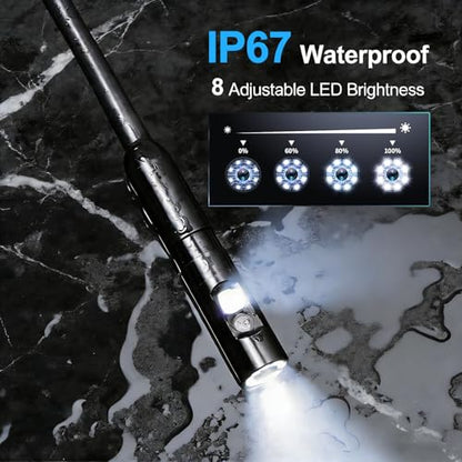 Endoscope Camera with Light 1920P HD Three Lens Borescope with 8 LED Lights, IP67 Waterproof Snake Sewer Tools 5" Inspection Camera,16.4ft Semi-Rigid Drain Endoscope (16.4FT Three Lens-Blue) - size: 16.4FT Three Lens-Blue
