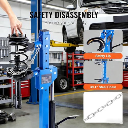 Professional Hydraulic Coil Spring Compressor for Car, SUV & Truck – Heavy Duty Foot Pedal Operated Strut & Shock Absorber Tool with Safety Lock, Durable Steel Construction, Blue - color: Blue