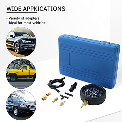 Vacuum and Fuel Pump Tester Gauge Kit | Gauge Leak Carburetor Pressure Diagnostics Tool Kit - color: Blue