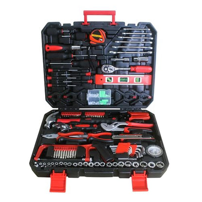 238-pcs Tool Sets Portable Mechanics Tool Box with Lock, Carbon Steel Hand Tool Storage Box for Auto Repair, Garage, Warehouse, Workshop, Repair Shop - size: 238pcs - Black&Red