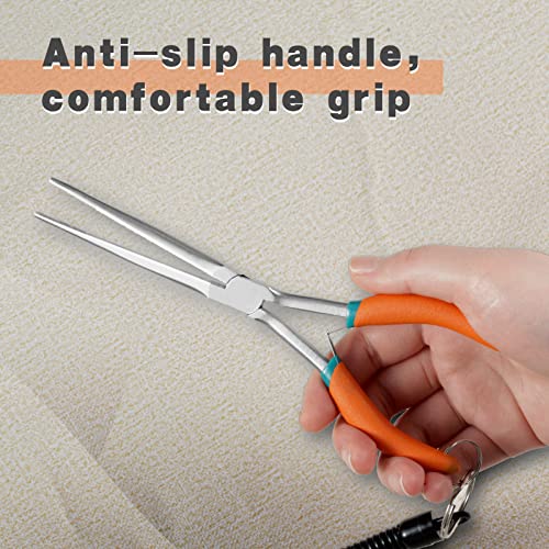 7 Inches Extra Long Needle Nose Pliers Serrated Jaw, with Lanyard | Long Nose Pliers for Jewelry Making, Electronic Repair, Wire Wrapping, Fishing Hook Remover, Hard-to-Reach Narrow Spaces - style: Extra Long Nose