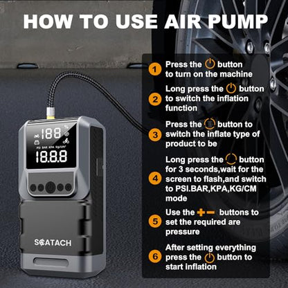 Jump Starter with Air Compressor, 6000A 150PSI Car Battery Jump Starter (10.0 Gas/8.0L Diesel) Battery Jumper Starter Portable 12V Jump Box with Jumper Cables, LED Light, LED Display - color: black
