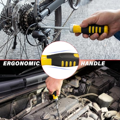 HAUTMEC 28 Pcs Magnetic Ratcheting Screwdriver Set, Multi-bit Screw Driver Set Including CRV Screwdriver Bits, Nut Driver Set and Telescoping Magnetic Pickup Tool for DIY, Electronics, Auto Repair - color: 28-in-1 Ratcheting