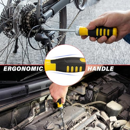 HAUTMEC 28 Pcs Magnetic Ratcheting Screwdriver Set, Multi-bit Screw Driver Set Including CRV Screwdriver Bits, Nut Driver Set and Telescoping Magnetic Pickup Tool for DIY, Electronics, Auto Repair - color: 28-in-1 Ratcheting