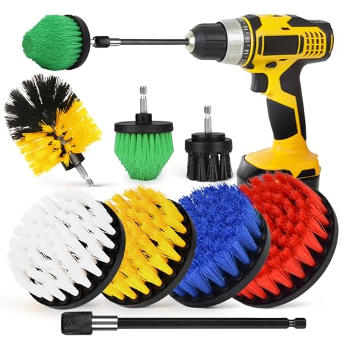 8 Pack Drill Brush Attachment Set,1/4in Power Scrubber Brush + Extend Long Attachment,Multi-Purpose Brush Drill Attachment, Power Cleaning Scrub Brush for Bathroom, Tub, Tile, Corner - color: Multicolor