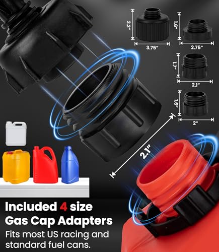 3.2GPM Battery Powered USB Charging Fuel Transfer Pump with Hand Shut Off Nozzle, 51" Long Hose, 4 Adapters, Portable Gas Pump Ideal For Gasoline, Diesel, Kerosene Transfer - color: 3.2 GPM With Hand Nozzle