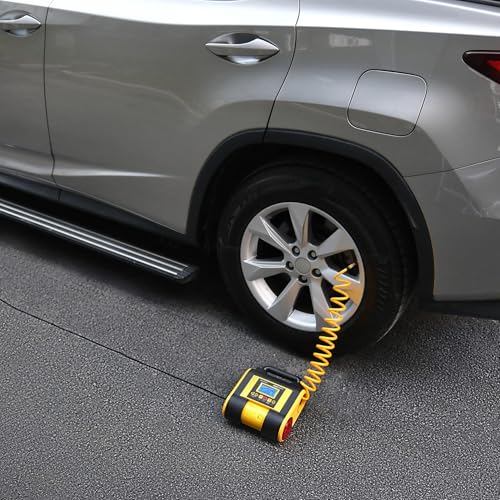 Amazon Basics Portable Car Tire Inflator with Digital Pressure Gauge, 150 PSI, 12V DC, Black