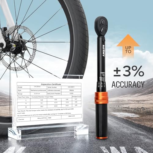 Kerry 1/4 Inch Drive Click 27 PCS Bike Torque Wrench Set, 20-240 LB.IN/2.3-27.1 Nm, Double Scale with Accessories Bit Sockets, 3/8 Adapter Extension Bar Universal Joint Tool for Bicycle Maintenance - size: 27pcs 1.67-20 FT.LB, style: 1/4"