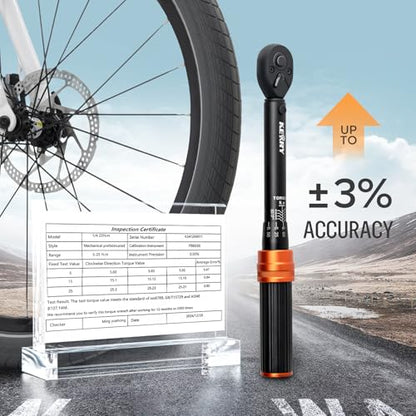 Kerry 1/4 Inch Drive Click 27 PCS Bike Torque Wrench Set, 20-240 LB.IN/2.3-27.1 Nm, Double Scale with Accessories Bit Sockets, 3/8 Adapter Extension Bar Universal Joint Tool for Bicycle Maintenance - size: 27pcs 1.67-20 FT.LB, style: 1/4"