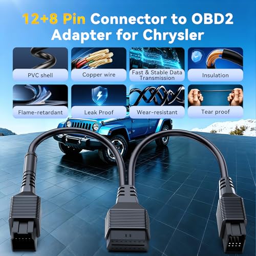 THINKCAR Scanner THINKSCAN 662 OBD2 Scanner Diagnostic Tool + THINKCAR 12+8 Pin Connector to OBD2 Adapter for Chrysler