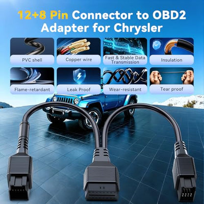 THINKCAR Scanner THINKSCAN 662 OBD2 Scanner Diagnostic Tool + THINKCAR 12+8 Pin Connector to OBD2 Adapter for Chrysler