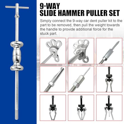 NYXOVA 19PCS Slide Hammer Puller Set, 9-Way Axle Bearing Puller Remover Kit, Rear Wheel Axle Bearing Remover & Dent Hub Gear Puller Tool