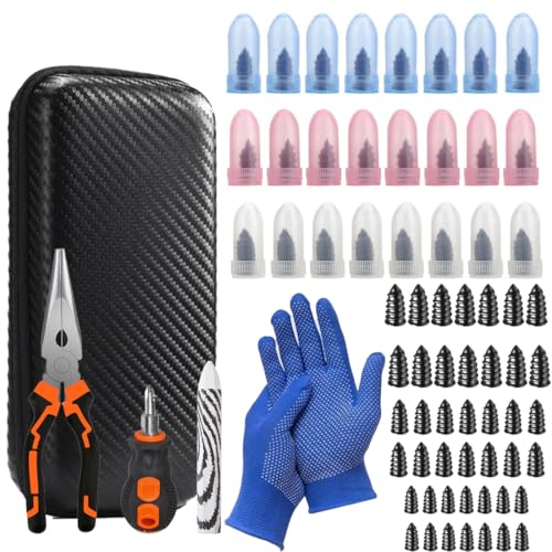 100PCS tire Repair Rubber Nail kit,Fix Without Tire Removal,Three Sizes tire Screw Plugs Tread Repair for Car,Truck,Motorcycle,SUV,Includes Tools Portable Case.