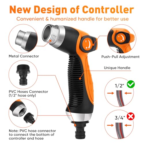 16 IN 1 Car Wash Foam Gun, Foam Cannon for Car Cleaning/Garden | Adjustable Hose Wash Sprayer with 2.5 to 6 Bars Foam Blaster, Wash Mitten&Towel,Use with 1/2” Quick Connector,Garden Sprayer - color: Orange