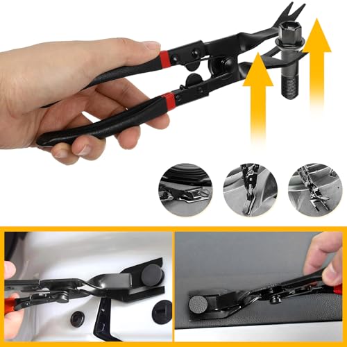Panel Clip Removal Plier, Automotive Trim Clip Remover Upholstery Rivets Push Pin Pliers, Universal Door Panel Fasteners Lift Action Plier for Radio Audio Dashboard Anchors