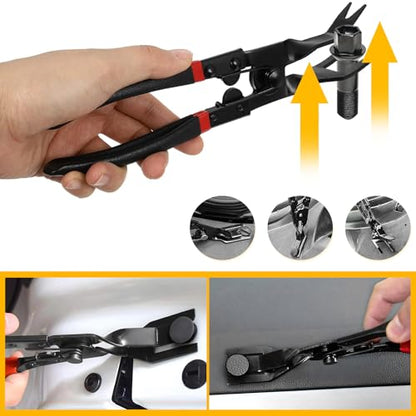 Panel Clip Removal Plier, Automotive Trim Clip Remover Upholstery Rivets Push Pin Pliers, Universal Door Panel Fasteners Lift Action Plier for Radio Audio Dashboard Anchors