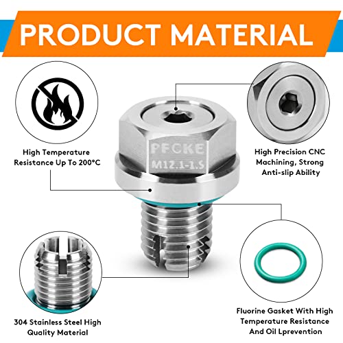 M12.1-1.5x 15mm Oil Drain Plug Oversize Piggyback, Stainless Steel Self Tapping Oil Pan Thread Repair Kit with O-Ring,and Hexagonal Wrench. - color: Repair Plug, size: M12.1-1.5x15