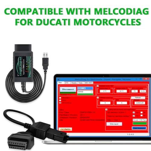 OBD2 Adapter USB ELM327 Scanner with FT232RL 18F25K80 V1.4 Original Chip | Fit for Ducati Motorcycle OBDII Diagnostic Scan Tool for Ford Mazda Toyota Fiat,Work with Windows 7/8/10/XP System - style: ELM327 USB