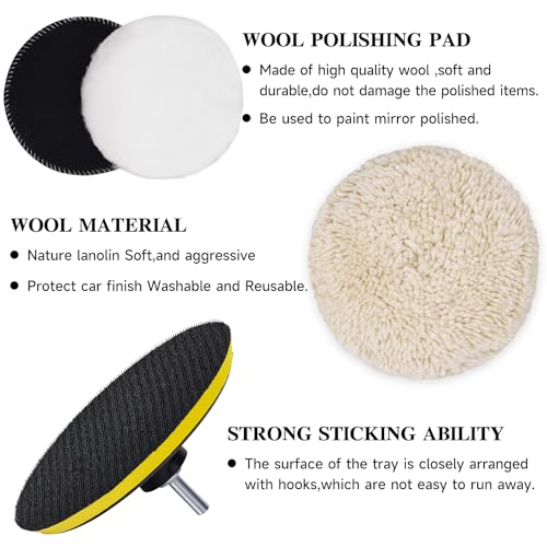 10pcs Polishing Buffing Pads for Drill,6 Inches Car Polishing kit | Car Foam Buffing Sponge Pads Kit with M14 Drill Adapter,Polishing Pad Kit for Car Buffer Polisher, Polishing and Waxing