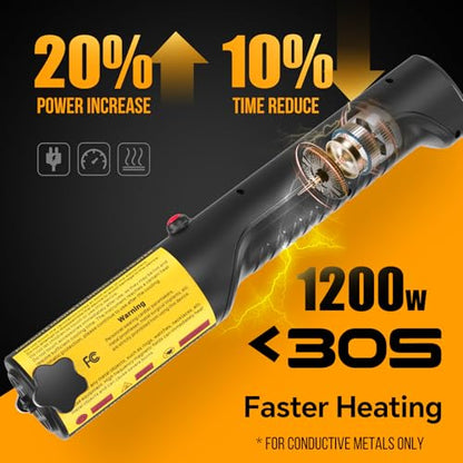 Induction Heater 1200W, Magnetic Heat Tool Kit for Automotive Bolt Removal with 6 Coils and LED Light for Rusted Suspension and Exhaust Repair,Yellow - color: Yellow