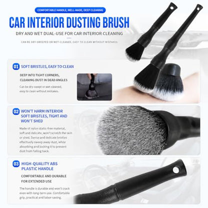 4PCS Car Interior Cleaning Brushes Set，Soft Bristles Detailing Brush Dusting Tool for Air Vents, Dashboard & Crevices