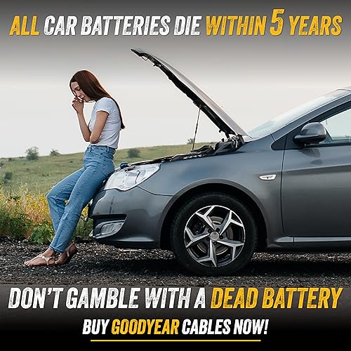 GOODYEAR Heavy Duty Jumper Cables for Car Battery - 4 Gauge Thick Wire, Extra Long 16 ft Booster Cables with Carrying Case for Cars, Trucks, SUVs, Emergency Roadside Kit Car Accessories - size: 4 Gauge 16 FT