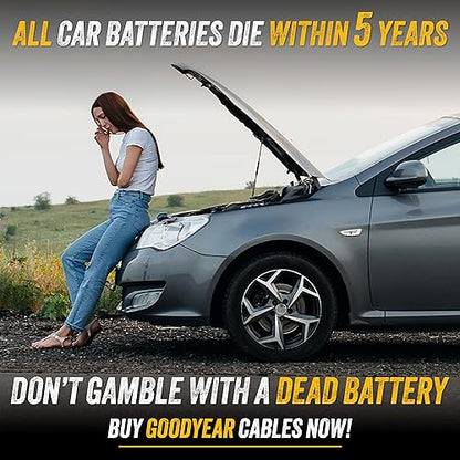 Goodyear Heavy Duty Jumper Cables for Car Battery - 4 Gauge Thick Wire, Extra Long 20 ft Booster Cables with Carrying Case for Cars, Trucks, SUVs, Emergency Roadside Kit Car Accessories - size: 4 Gauge, 20 FT
