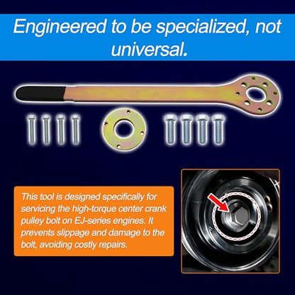 499977000 Crank Pulley Tool Kit Screw Wrench Holder Compatible with Subaru | Compatible with Impreza EJ, Legacy, Outback, Forester XT, Baja, SVX, Saab 9-2X, Replaces 499977100/300/400, Steel