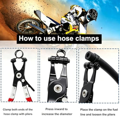 Tnisesm 132Pcs 6-25MM Spring Hose Clamps with Hose Clamp Pliers, Black Small Hose Clamps Automotive Fuel Hose Clamp Silicone Vacuum Hose Pipe Low Pressure Air Clip Clamp - size: 132Pcs - 16 Sizes + Plier