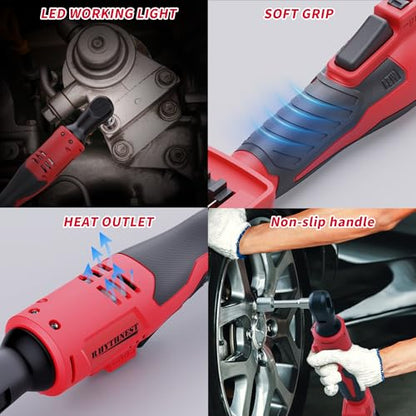 3/8" Cordless Ratchet Wrench Compatible with Milwaukee M18 Battery,42Ft-Lbs Torque Electric Ratchet Set with 220RPM Variable Speed Trigger,8 Sockets,1/4" and 1/2" Adapters,3" Extension Bar(Tool Only)