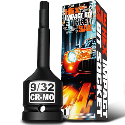 1/2" Drive H9/32-Inch Impact Hex Bit Socket, SAE Allen Bit Socket, Cr-Mo Steel, Removing Loosening Hexagon Bolts - size: 1/2" H9/32 Deep