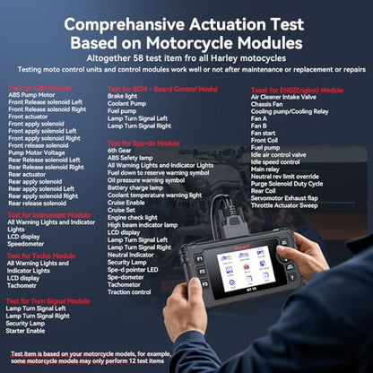 iCarsoft MT V6 Motorcycle Diagnostic Scan Tool for Harley, 57 Reset Services, 43 Actuation Test, Battery Test, All Motorbike System Diagnose, Read/Clear Codes, Live Data,Also Car OBD2 Diagnose