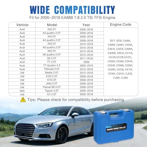 GOOACC Engine Timing Tool Kit, 20PCS Camshaft Crankshaft Timing Tool Set Compatible with Audi VW VAG 2006-2018 EA888 1.8 2.0 TSI TFSI Engines Replace T10355 T10060A T10352 T10368 T40011 T40196 T40267 - size: 20PCS Kit