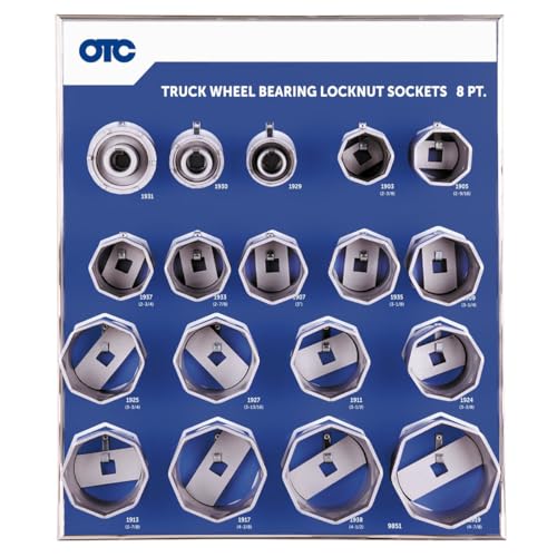 OTC 9851 8-Point Wheel Bearing Locknut Socket Set with Tool Board