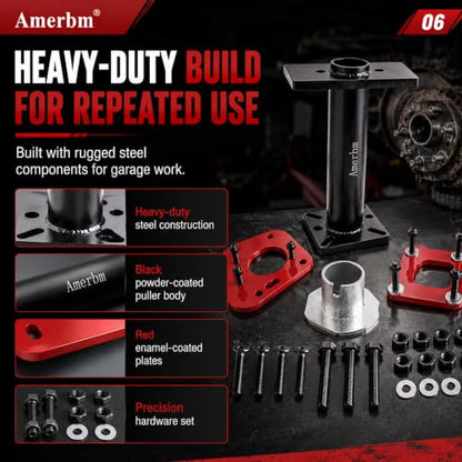 Rear Axle Bearing Puller & Installer with ABS Tone Ring Tool Kit, Heavy Duty Wheel Bearing Removal Press Tool, Compatible with 1995-2020 Toyota Tacoma, Tundra, 4Runner, Hilux, T100 Trucks
