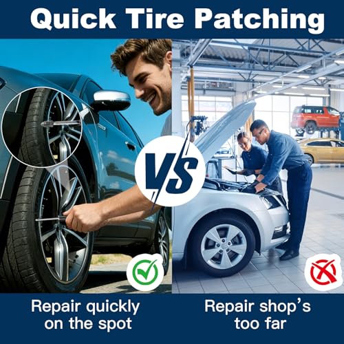 60PCS Tire Repair Rubber Nail Kit Screw-in Tire Plugs with Screwdriver Portable Emergency Puncture Repair Tool for Car Motorcycle Truck and Tractor