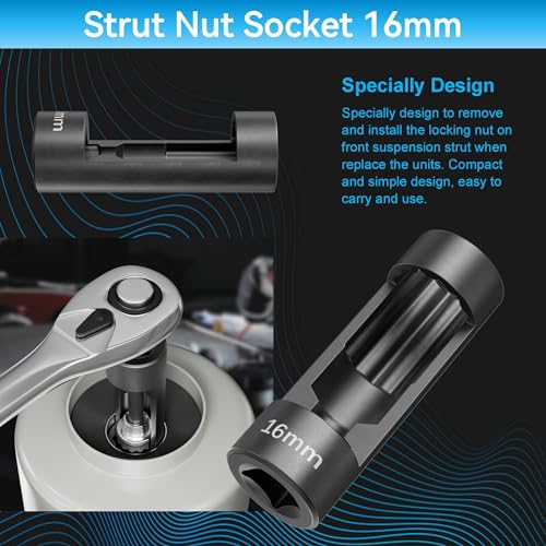 Suspension Strut Socket Tool,Strut Nut Socket 16mm 18mm 19mm 21mm 22mm 24mm with 12 Point 1/2" Drive, Suspension Strut Nut Socket Tool Easy Remove Strut Nuts,12Pt Vm Number 3353 Accessory (16MM) - color: 16mm