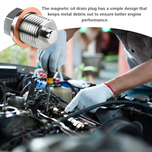 Wevdn Magnetic Oil Drain Plug, Aluminum M18×1.5 Sump Drain Nut Bolt with 5 PCS Copper Crush Washer, Universal Oil Drain Plug Replacement for Most Cars Motorcycles, Car Accessories - color: M18×1.5