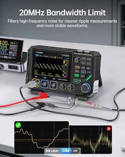 FNIRSI 2D15P 100MHz Digital Oscilloscope Multimeter DDS Signal Generator 3 in 1, 2CH Automotive Oscilloscope Multimeter 19,999 TRMS Counts, 500MS/s Sampling, 4.3'' Touch Screen