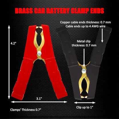 Ampper Replacement Jumper Cable Clamps, 500A Heavy Duty Car Battery Clamp Ends for Jumper Cables, Jump Starter, Charging and Testing (1 Pair) - color: 500A, size: 1 Pair