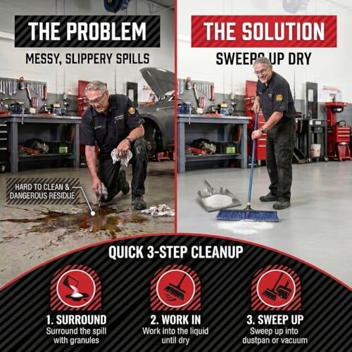 Fast-Acting Universal Spill Absorbent Granules, 4 lbs – Oil, Fuel, Grease, Solvent & Chemical Cleanup, Sweeps Up Dry, No Residue
