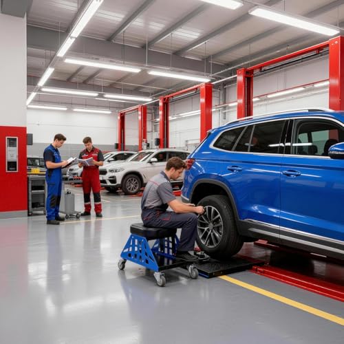 Mechanic Stool 400 LBS Capacity Garage Stool Gift for Men, Heavy Duty Rolling Mechanics Seat, Tools for Automotive Auto Repair (Blue) - color: Blue