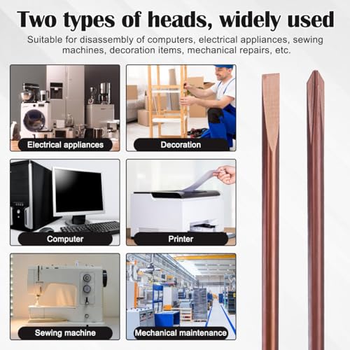 DOITOOL 2Pcs Magnetic Screwdriver Set 15.35In Long Dual Purpose and Flathead Slotted Cross Word Ratchet Manual Hand Tools for Home Maintenance