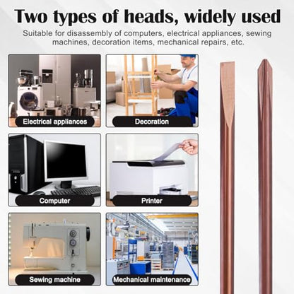 DOITOOL 2Pcs Magnetic Screwdriver Set 15.35In Long Dual Purpose and Flathead Slotted Cross Word Ratchet Manual Hand Tools for Home Maintenance