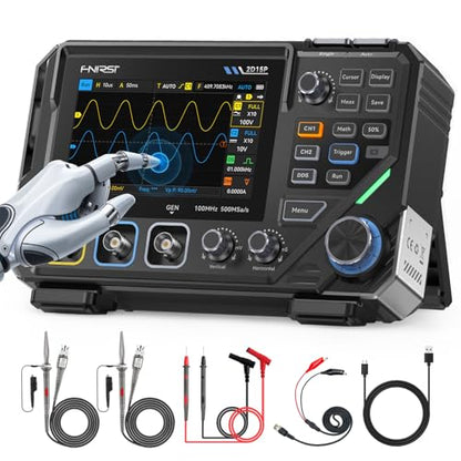 FNIRSI 2D15P 100MHz Digital Oscilloscope Multimeter DDS Signal Generator 3 in 1, 2CH Automotive Oscilloscope Multimeter 19,999 TRMS Counts, 500MS/s Sampling, 4.3'' Touch Screen